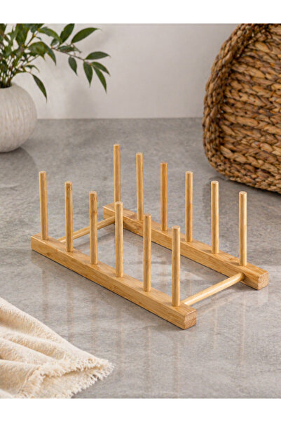 ARVİA HOME Bambu Tabaklık Düzenleyici Raf | Katlanabilir Mutfak İçi Tabak Bar...