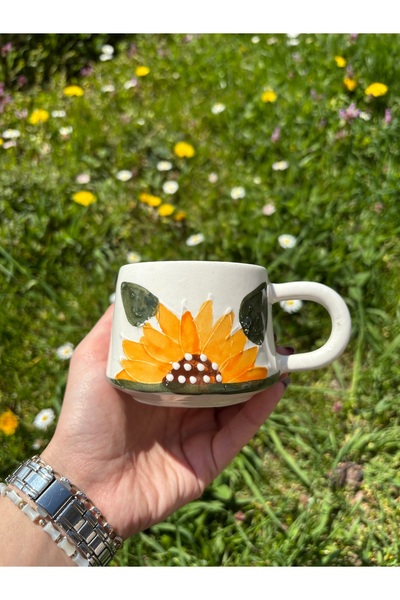 Kupa Sunflower Patterned Ceramic Coffee Cup – Vibrant Colorful Stylish Design