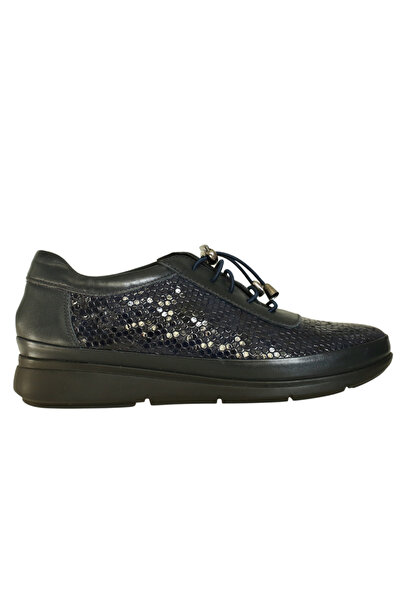 Platin Navy Blue Leather Women's Casual Shoes