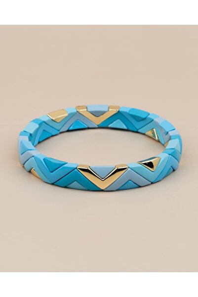 Portakal Esintisi Porcelain Coated Three Color Triangle Elastic Bracelet