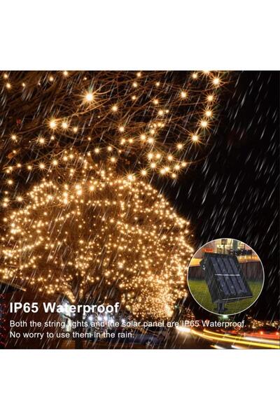 SGE GÜNEŞ ENERJİLİ SARI RENK 100 LED 12 METRE 8 MODLU BAHÇE AYDINLATMASI LED IŞIK
