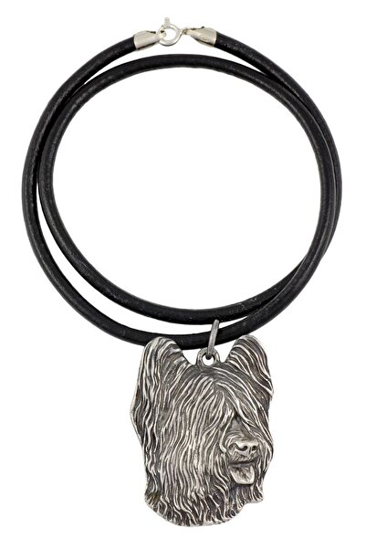 Art - Dog Briard, Berger de Brie - Colier cu câine, pandantiv placat cu argin...