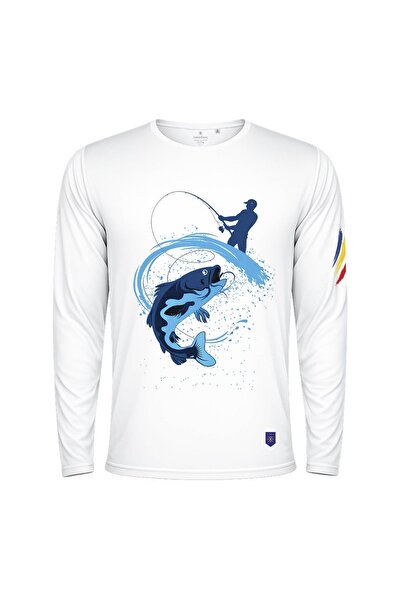 ColorEscu Tricou pescar România, cu mânecă lungă, material tehnic sport - CS62