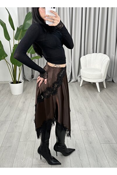anonim Destina Satin Skirt Brown