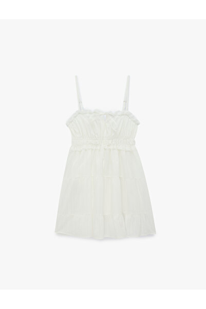 Koton Βαμβακερό μίνι φόρεμα με διπλό στρώμα, με κορδόνι στο λαιμό και λουράκι...