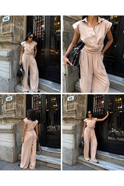 KOKOSH Γυναικείο Σετ Παντελόνι & Μπλούζα Oversize Σομόν Καλοκαιρινό Elegant