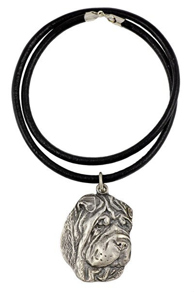Art - Dog Shar Pei - Colier cu câine, pandantiv placat cu argint pentru iubit...
