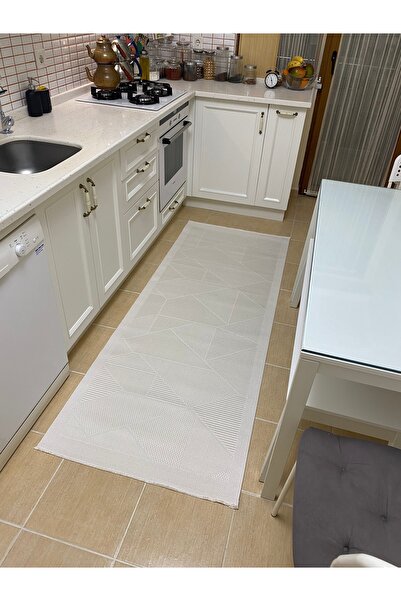 HALISHOP Elit Premium Sisal Halı Krem Kaymaz Taban Yıkanabilir Mutfak Halısı ...