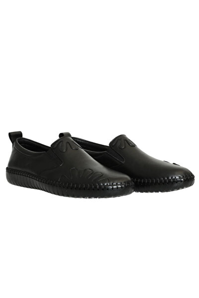 Platin Black leather women's daily comfort shoes