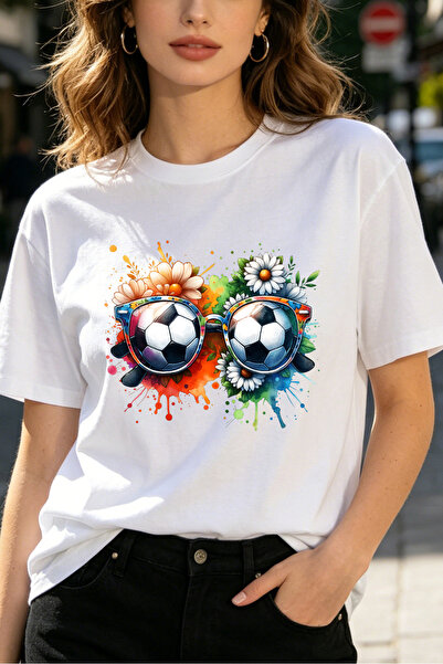 Fleck Womens T Shirts Football Glasses Floral Art Casual Summer Style