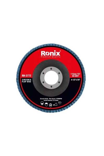 Ronix قرص تجليخ زركونيوم RH-3772 مقاس 115 مم بدرجة خشونة 80، 13300 دورة في ال...