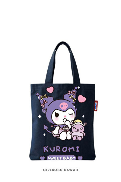 Girlboss Kawaii حقيبة كورومي ميني للأطفال باللون الأسود، حقيبة يد، حقيبة تابلت