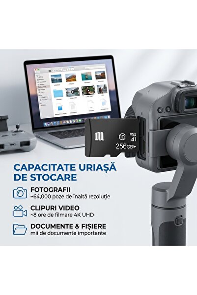 SpectrumPoint Card De Memorie TF (MicroSD), Capacitate 256 GB, Clasa 10, Transfer de mare viteza, Pentru Telefon, Laptop, Tableta, Camera Foto, Camera Video, Camera Auto, Camera De Supraveghere, Consola PSP, Negru