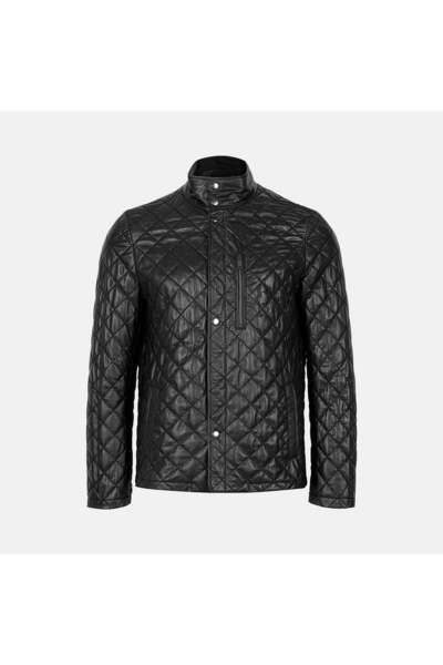 Desa Men's Black Quilted Leather Jacket