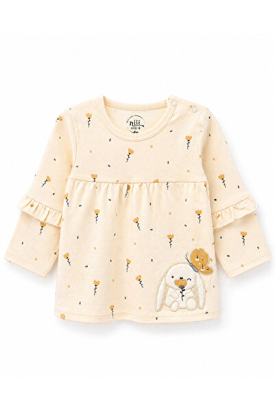 NiLi Rabbit Embroidered Ruffle Detailed Baby Blouse