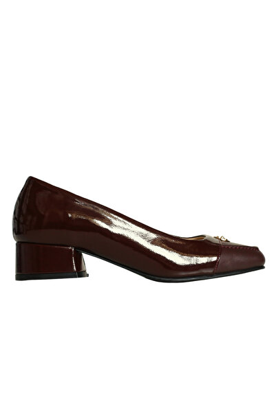 Platin Burgundy Leather Women's Heeled Shoes