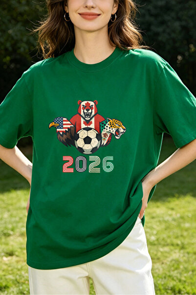 Fleck قمصان نسائية لكأس العالم 2026 بتصميم دب وفهد، قميص فضفاض غير رسمي باللو...