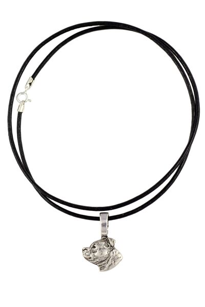 Art - Dog Staffordshire Bull Terrier - Dog necklace, silver-plated pendant fo...