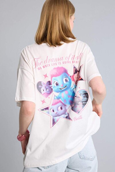 DeFacto Μπλουζάκι Barbie Oversize με στάμπα και κοντό μανίκι H6829AX26SM