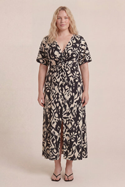 MYLİNE Πλεκτό φόρεμα με κόμπους στο μπροστινό μέρος