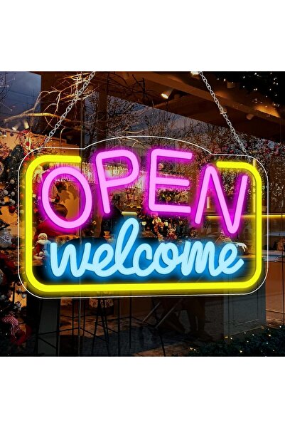 Slasa Open Welcome Neon Sign 23x43 cm LED Shop Display Board 6mm Acrylic Base