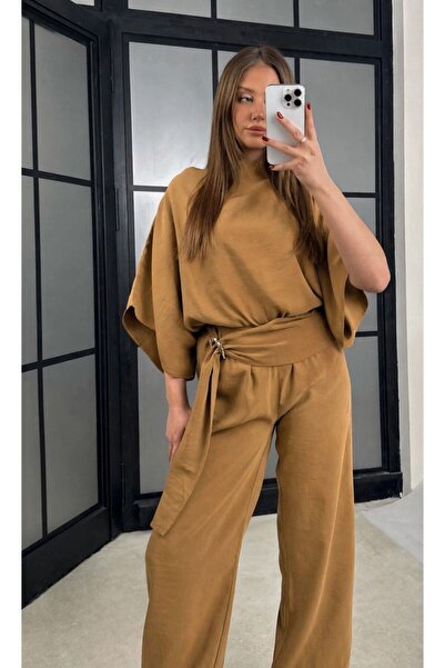 get crazy collection Kadın Oversize Yarasa Kol Üst & Bol Paça Pantolon Takım
