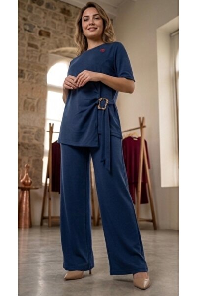 ABAY BUTİK GİYİM Side-Tie Golden Buckle Flexible Modal Fabric Suit