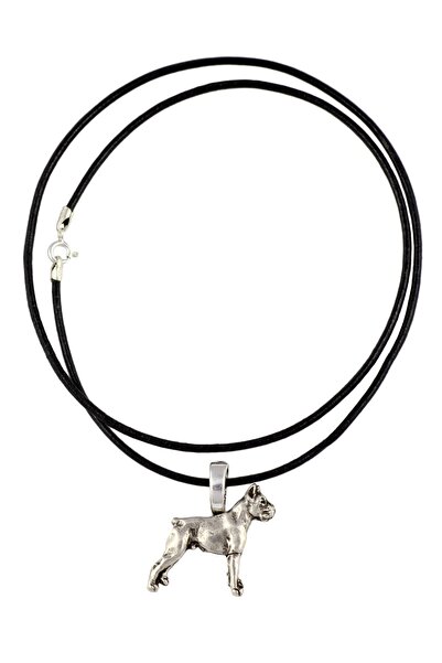 Art - Dog Boxer - Dog necklace, silver-plated pendant for the dog lover, subt...