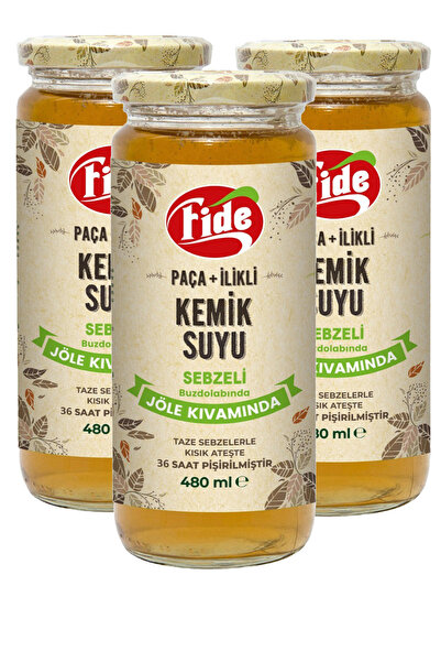 FİDE Paça + İlikli Kemik Suyu Jöle Kıvamında Sebze 480 ml x 3 Adet
