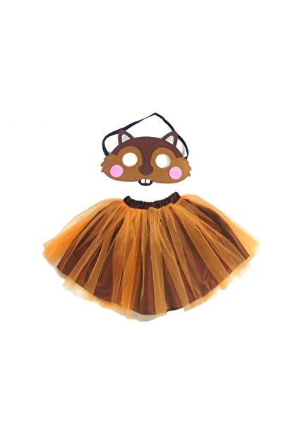 Funny Party Shop Set serbare fete Veverita, fusta si masca, 4-7 ani , 108-120cm