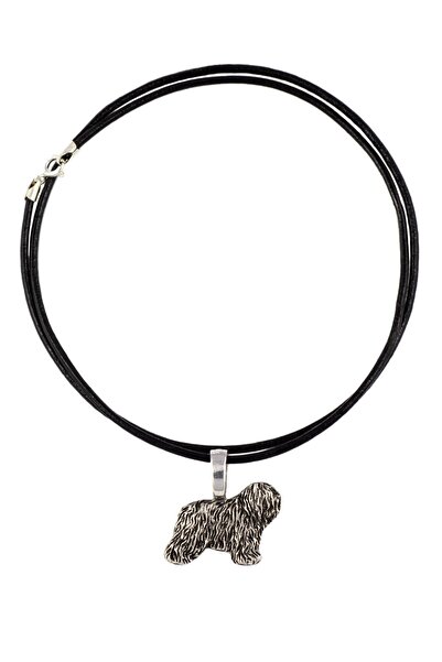 Art - Dog Polish Lowland Sheepdog - Dog necklace, silver-plated pendant for t...