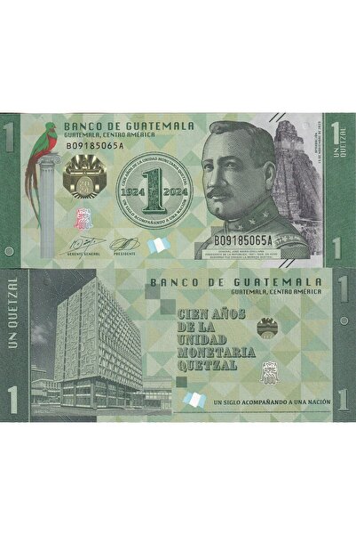 emir koleksiyon coin & paper collection Guatemala 2023 Yılı 1 Quetzales Kağıt...