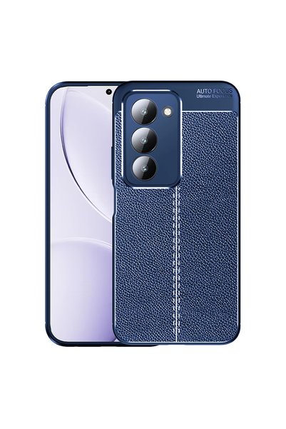 Microsonic Xiaomi Redmi 15 Case Leather Textured Silicone Navy Blue