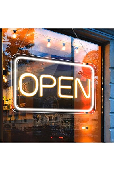 Slasa LED Open Sign 23x41 cm Multicolor Hanging Display 6mm Acrylic Base