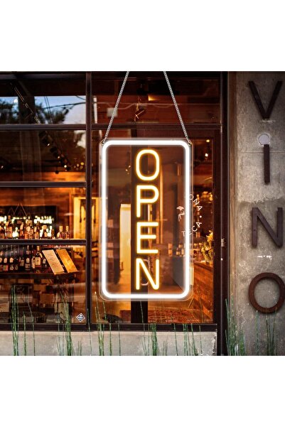 Slasa Open Neon LED Sign 23x41 cm Multicolor Shop Door Display 6mm Acrylic Base