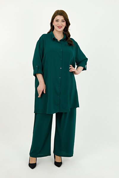 By Alba Collection Γυναικείο Σετ Παντελόνι Τουνίκ Αϊρόμπιν σε Σμαραγδί Πράσιν...