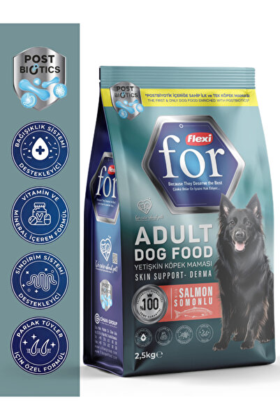 FlexiFor Somonlu Yetişkin Köpek Kuru Maması - Postbiyotik İçerikli Sindirim Destekleyici - 2,5 Kg