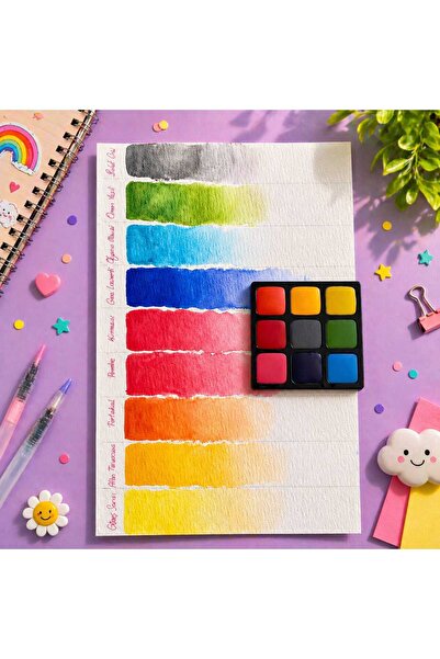 glowl 9 Renkli Yüksek Pigmentli Doğal Suluboya, Organik, El Yapımı