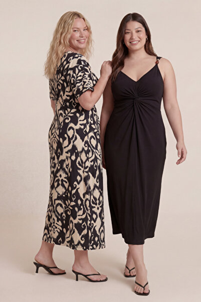 MYLİNE Πλεκτό φόρεμα με λεπτομέρειες από κούμπωμα και γιλέτα