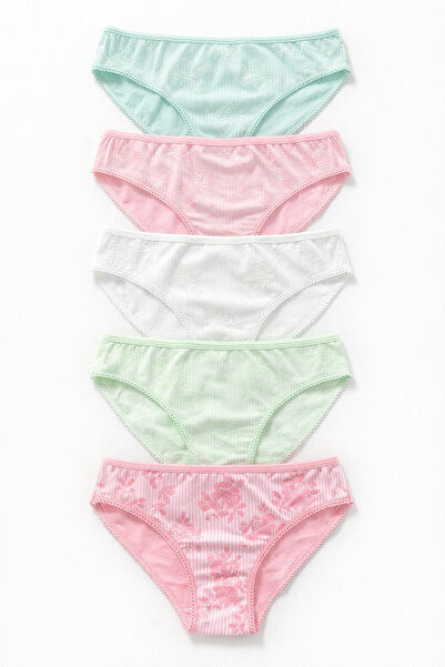 Nicoletta Γυναικεία Σλιπ 5 Τεμαχίων Πακέτο Βαμβακερά Λύκρα με Στάμπα