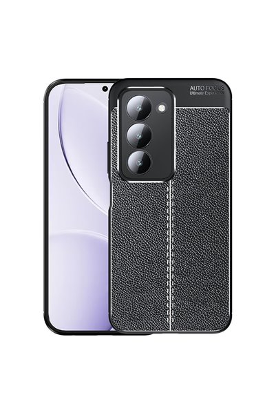 Microsonic Xiaomi Redmi 15 Case Leather Textured Silicone Black