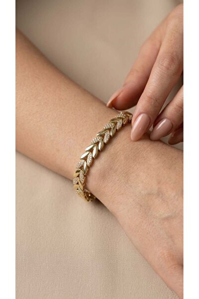 MatmazelLavinya CM Jew 14K Gold Başak Kuyum Model Çelik Bileklik