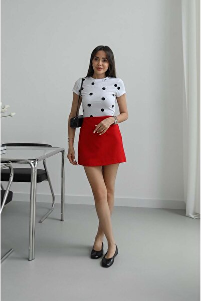 Havoş Κόκκινη ψηλόμεση σορτς φούστα Kiera