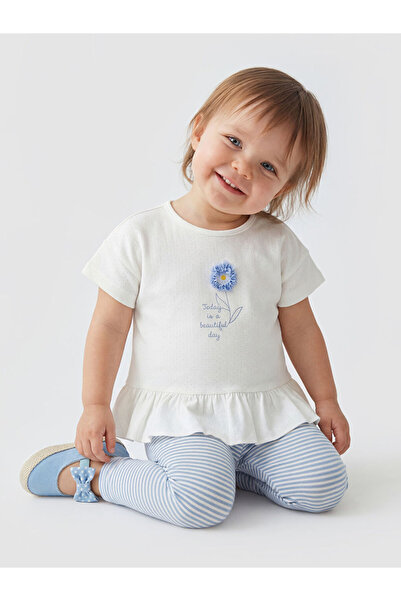 LC Waikiki Embroidered Baby Girl T-Shirt and Leggings Set
