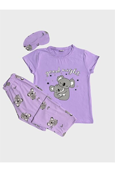 ALİŞ KİDS Σετ πιτζάμες για μαμά και κόρη, βαμβακερό λιλά με σχέδιο αρκουδάκι,...