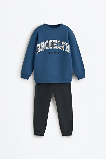 LEFTIES Desenli sweatshirt ve pamuklu pantolon takımı