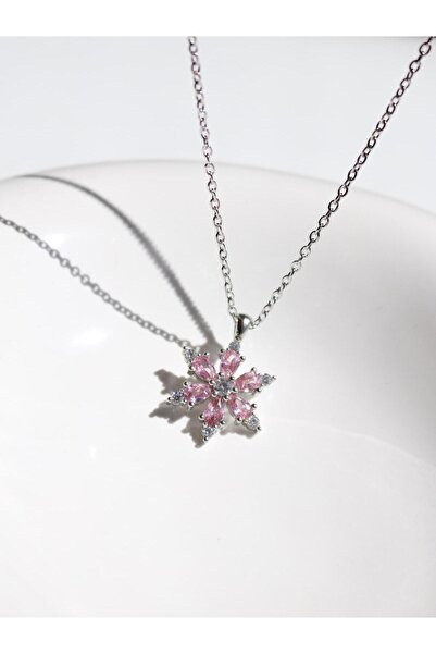 Reorah Collection Pink-White Stone Flower Necklace