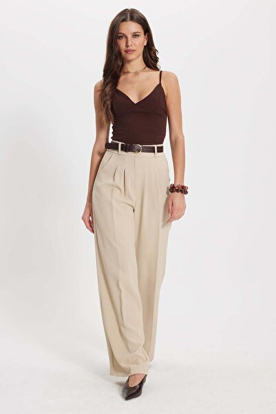 Tudors Γυναικείο παντελόνι Relax Fit με άνετη εφαρμογή, χρυσά κουμπιά και λεπ...