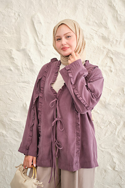 LOCCO Γυναικείο κιμονό με λεπτομέρεια κορδόνι στο μπροστινό μέρος και λεπτομέ...