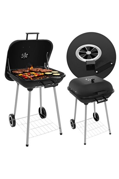 zola Κινητή ψησταριά κήπου για ξύλο/κάρβουνο, σύστημα εξαερισμού, κάτω ράφι, ...